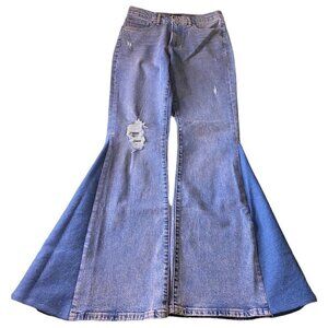 Reworked Distressed High Wasted Flares Jeans